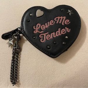 COACH Limited Edition ELVIS Collaboration Love Me Tender Black Heart Coin Purse